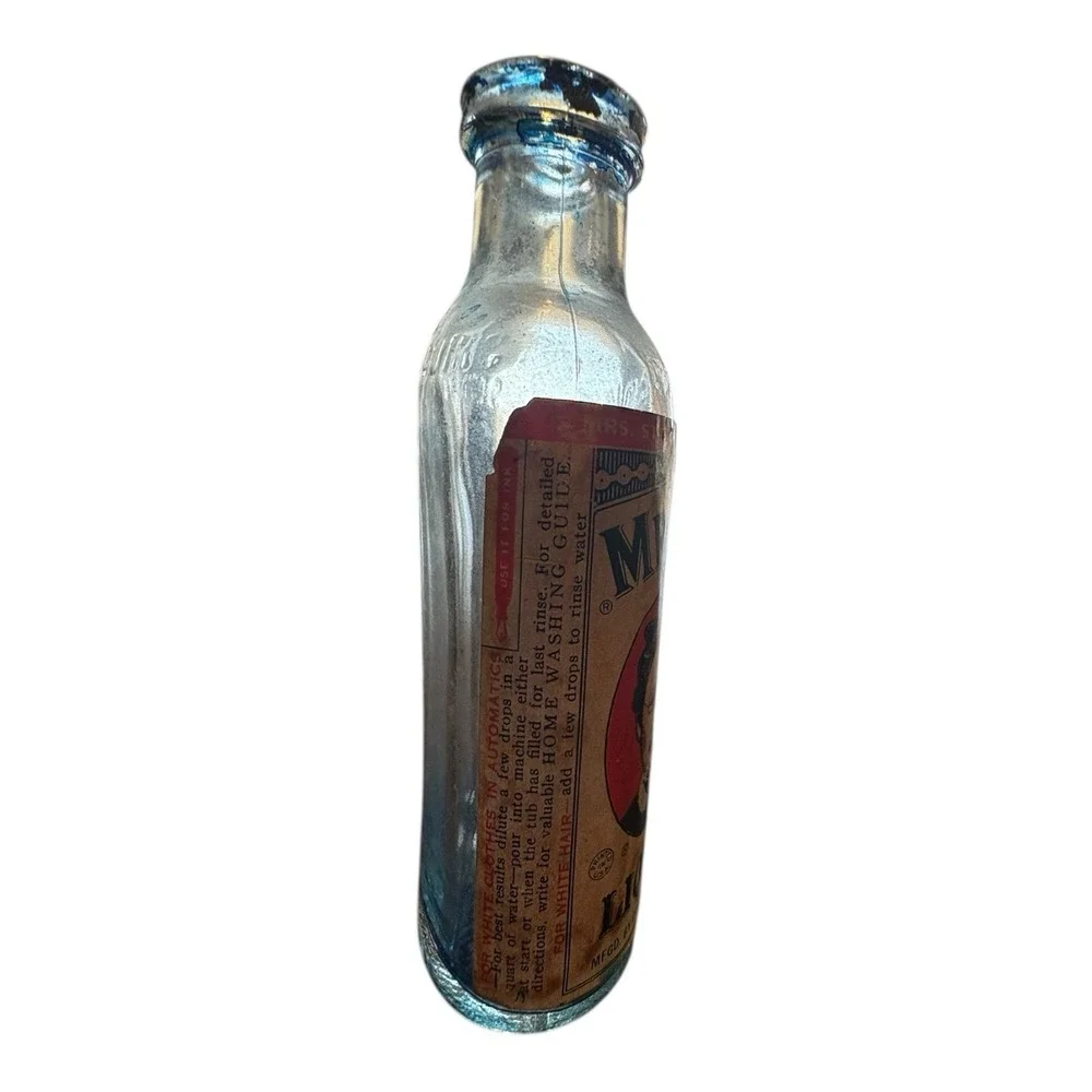 Vintage Mrs. Stewart's Liquid Bluing Bottle 4oz w/ Label‎ – Embossed Glass